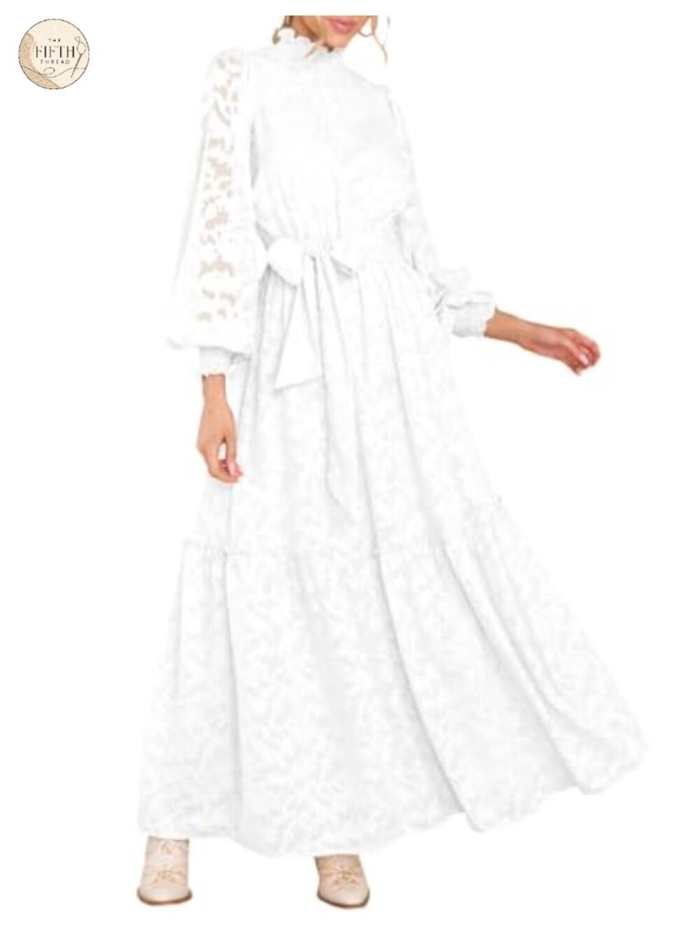 MITILLY Women's Long Sleeve Floral Maxi Dress High Neck Formal Wedding Guest